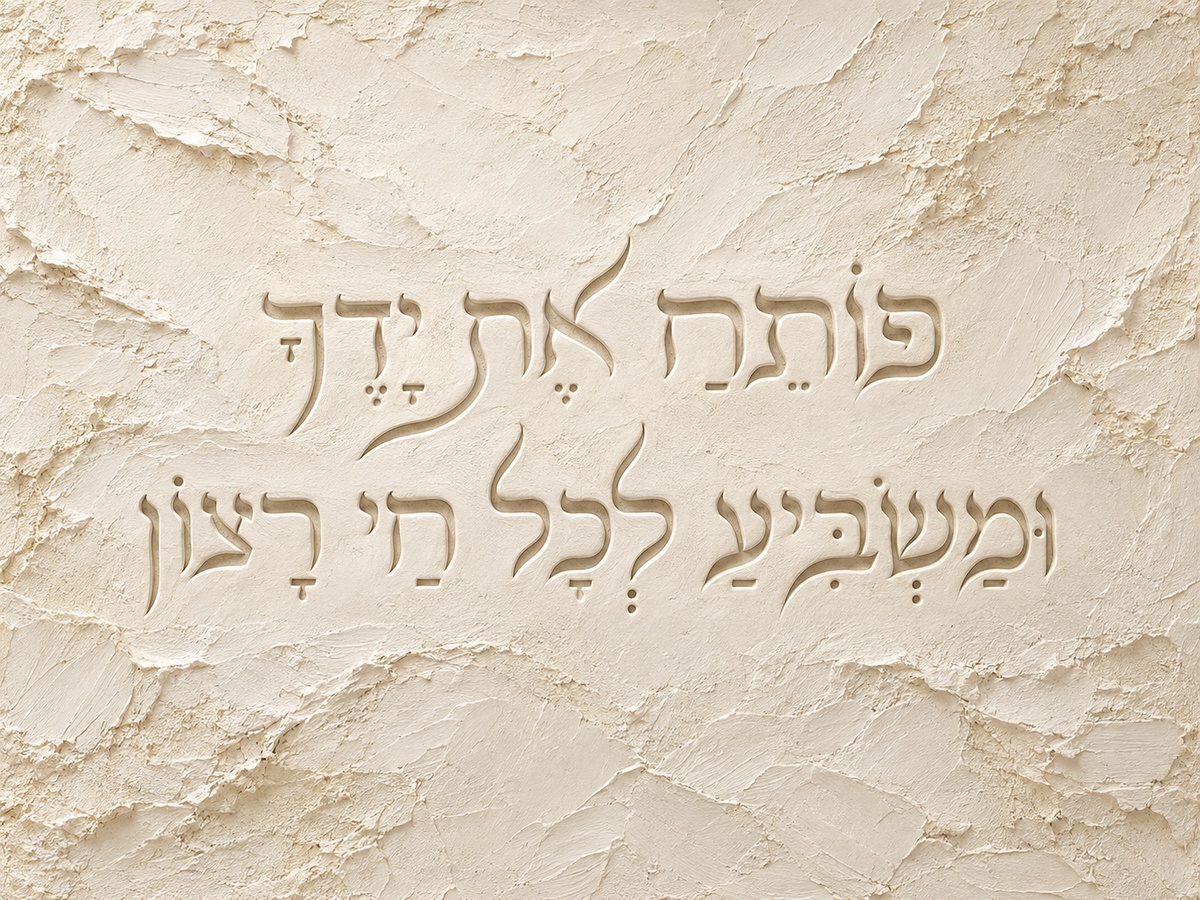 פותח את ידיך חריטה - חום אפרפר