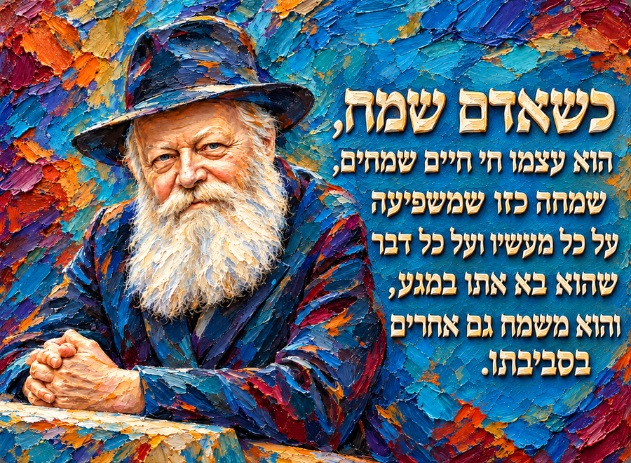 הרבי מלובביץ - ציטוט "כשאדם שמח"