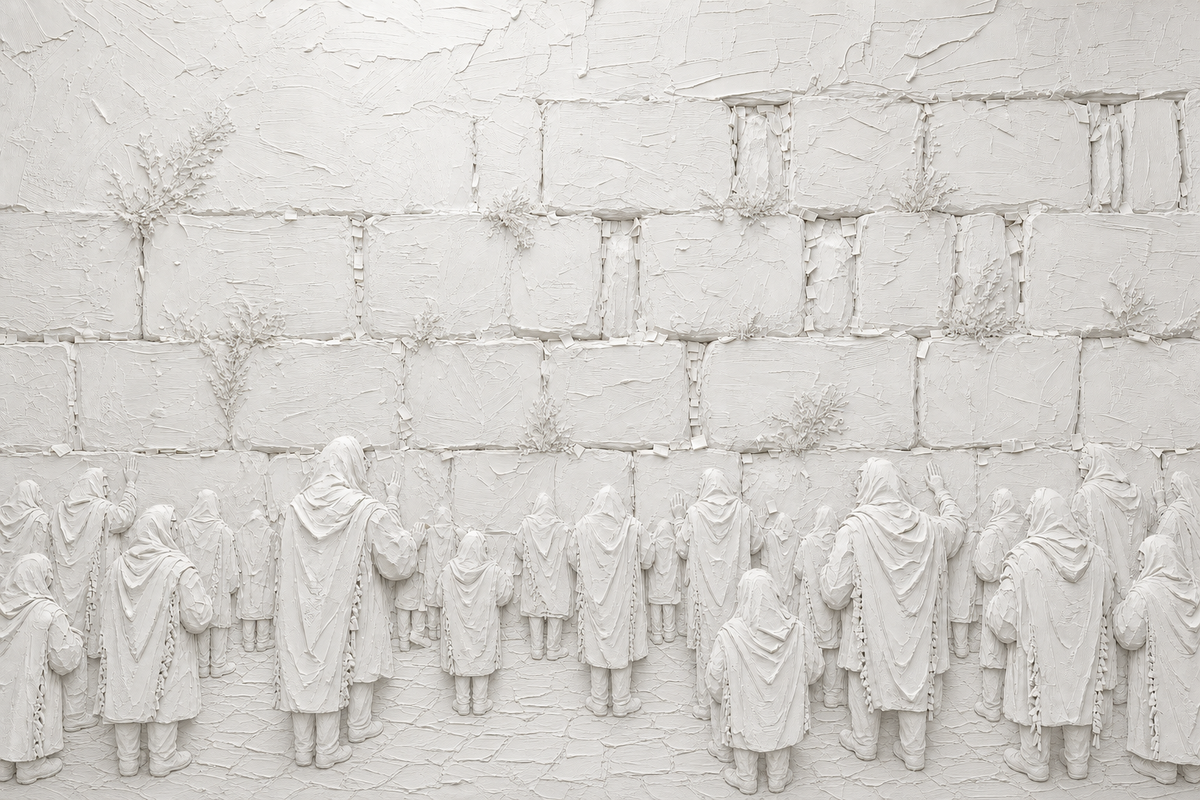 הכותל המערבי ומתפללים בטלית (The Western Wall)